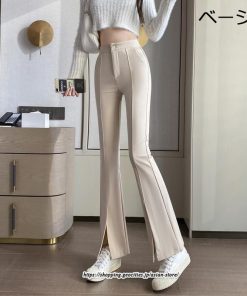 チノ・テーパード・ジョガー・スキニーパン | フレアパンツ レディース ハイウエスト センターシーム 韓国ファッション オフィス カジュアル 通勤 シンプル デイリー 春 秋 韓国 送料無料 冬 スリット
