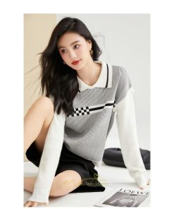 ニット・セーター | ニット レディース トップス 秋冬 セーター 長袖 秋服コーデ 切り替え ボーダー柄 ストライプ あったか 暖か 2022新作 通学 定番 かわいい 通勤 オシャレ