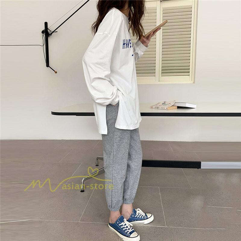 tシャツ・カットソー | カットソー レディース 長袖 春 Tシャツ レディース ゆったり ラウンドカット トップス 丸首 韓国ファッション 通勤通学 20代30代40代50代 カジュアル 夏物 快適