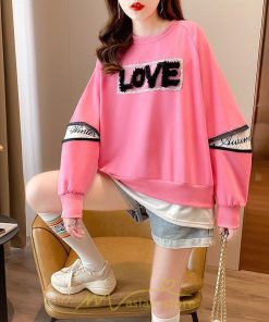 パーカー | トレーナー Tシャツ ロングT 切り替え スウェット トップス レディース 秋 冬 春 コーデ カジュアル お出かけ 丸ネック 可愛い ゆる 体型カバー