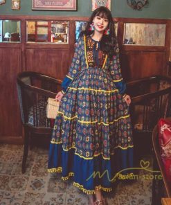 マキシ | ワンピース レディース 春夏 マキシワンピース 長袖ワンピース 綿麻 無地 Aライン フレアワンピース ハイウェスト エスニック ボヘミア風 ロング リゾート