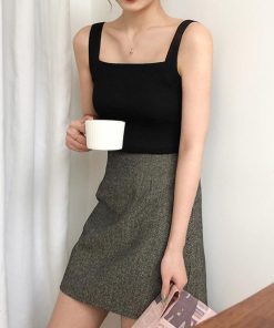 Tシャツ・カットソー | リブニット タンクトップ スクエアネック