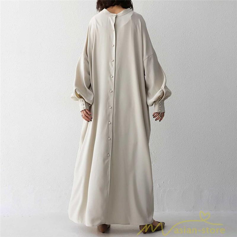 マキシ | 長袖ワンピース ロングワンピース シャツワンピース 羽織り レディース 2way パフスリーブ 大きいサイズ 秋物 送料無料 大人 ゆったり 50代60代 30代40代