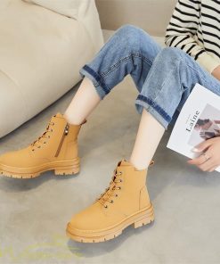 ショートブーツ | レディース ブーティー 太ヒール ブーツ ショートヒール カジュアル レースアップ 編み上げブーツ 厚底ブーツ 厚底 コスプレ靴 歩きやすい