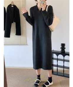 ニットワンピース | ワンピース 春 春服 レディース 長袖 ゆったり vネック 着痩せ 可愛い おしゃれ 大人フェミニン 女子会 通勤 デート お出かけ 秋冬