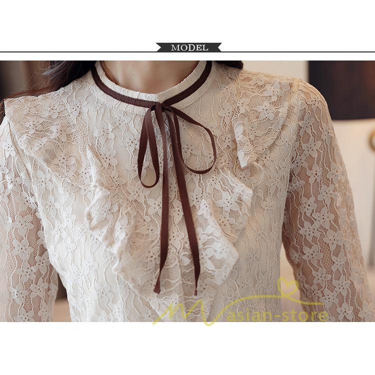 在庫ある | 短納期ブラウスレディースシャツ レースブラウス ビジネスカジュアルシャツトップス オフィスブラウス フォーマルシャツ 薄手 春夏衣装 通学通勤 リボン付き