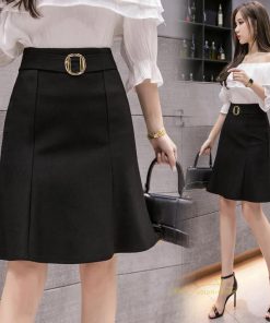 スカート | 膝丈夏物 マーメイドフレアAライン黒レディース 夏服 大人 可愛い セクシー 無地 20代30代40代