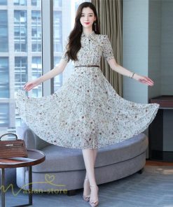 ミディアム | ワンピース レディース 着痩せ Aラインワンピース サマーワンピース 春 夏 ミディアムワンピース 上品 大きいサイズ 花柄 フレア 上品 20代 30代 半袖 40代