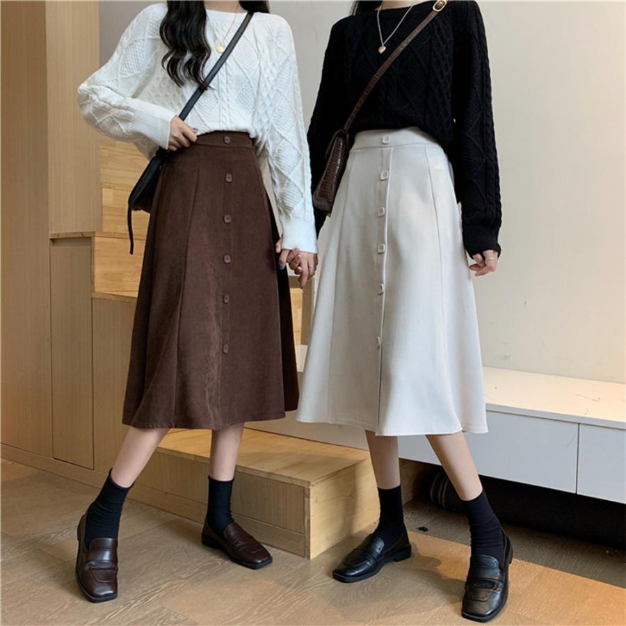 フレアスカート | ミモレ丈スカート ボトムス スカート 女性 スカート 春秋冬 レディース ファッション 後ろウエストゴム