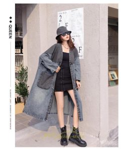 オーバーオール サロペット | デニム コート レディース ロングコート アウター 春夏 20代 30代 40代 フード付き カジュアル スプリングコート 通勤 大きいサイズ 大きいサイズ