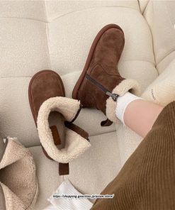 ブーツ | ムートンレディース ショートムートン 靴 防寒 冬物 フラットヒール 痛くない 防滑 ふわふわ もこもこ 履きやすい 歩きやすい 暖かい