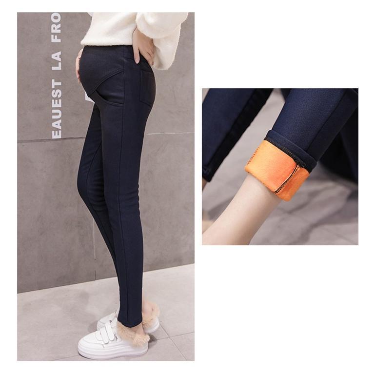 マタニティ | 短納期マタニティデニムパンツ ストレッチパンツ ロングパンツ ボアパンツ 裏起毛 保温 あたっか XXXLまで 妊婦服 調整できる ウエストゴム マタニティウェア