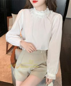 シャツ・ブラウス | ブラウス レディース きれいめ 40代 春秋 上品 無地 ブラウス 長袖 ゆったり オシャレ 韓国風 通勤 着痩せ フェミニン 30代 大人 カジュアル レース付き 50代