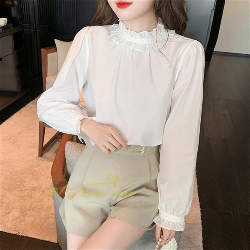 シャツ・ブラウス | ブラウス レディース きれいめ 40代 春秋 上品 無地 ブラウス 長袖 ゆったり オシャレ 韓国風 通勤 着痩せ フェミニン 30代 大人 カジュアル レース付き 50代