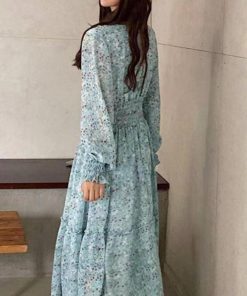 ワンピース | ウエストシャーリング花柄ロングワンピース