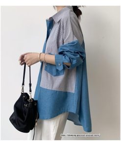 シャツ・ブラウス | ドッキングシャツ レディース 秋物 切替 デニムシャツ ライトアウター トップス 前後差 ゆったり 大きめ 長袖シャツ 20代40代 体型カバー 大人 通学通勤