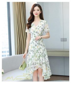 ミディアム | ワンピース レディース 40代ワンピース 花柄 きれいめ おしゃれ Vネック 膝丈 夏 新作 カジュアル 半袖 Aラインワンピース 40代 エレガント 20代 30代 きれいめ