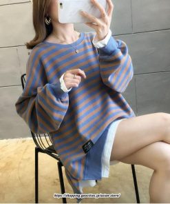 パーカー | 重ね着風トレーナー レディース 長袖 トップス カジュアル スウェット ボーダー柄 ゆったり トレーナー トップス 切り替え 可愛い きれいめ レイヤード風
