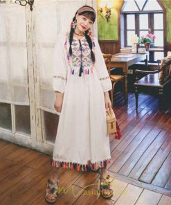 マキシ | ワンピース レディース ロング丈 マキシ丈 長袖 パーティー 白 赤 黄色 青 綿麻 二次会 謝恩会 同窓会 服装 カジュアル 刺繍 40代 夏 30代 20代 秋 50代