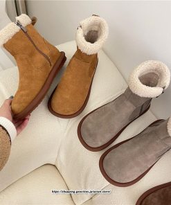 ブーツ | ムートンレディース ショートムートン 靴 防寒 冬物 フラットヒール 痛くない 防滑 ふわふわ もこもこ 履きやすい 歩きやすい 暖かい