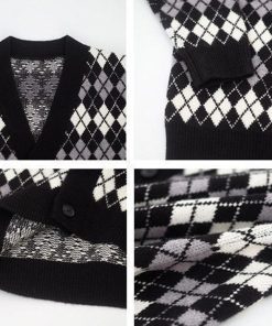 ニット・セーター | アーガイルカーディガン Vネック 長袖