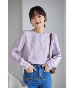 シャツ・ブラウス | ブラウス 秋 秋服 レディース 無地 長袖 ゆったり シンプル トップス 丸襟 上品 フェミニン 高品質 高級感 50代 30代 紫 40代 20代