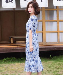ミディアム | ワンピース レディース 春 夏 着痩せ 花柄 きれいめ サマー おしゃれ 上品 ひざ丈 半袖 サマーワンピース レトロ風 韓国風 通勤通学 お出かけ