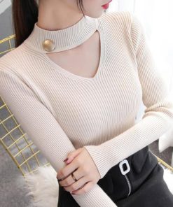 ニット・セーター | おしゃれ レディース チョーカー風 セーター リブニット ニットカットソー プルオーバー きれいめ セクシー