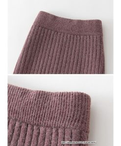 スカート | ニットストレッチレディース 秋冬 ロング丈 ミモレ丈 後ろスリット入れ タイトウエストゴム スリム リブニット 大人