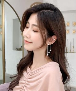 その他アクセサリー | イヤーカフピアス ロング イヤークリップ パール イヤーカフ レディース アシンメトリー 星モチーフ チェーンピアス