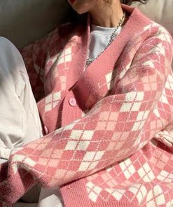 ニット・セーター | アーガイルカーディガン Vネック 長袖