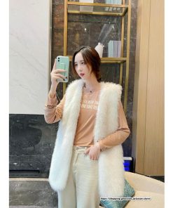 ベスト | ボリュームフェイクファーファー毛皮レディース 冬 フェイクファー 毛皮コート アウター ノースリーブ ふわふわ ジレ 秋冬 前開き