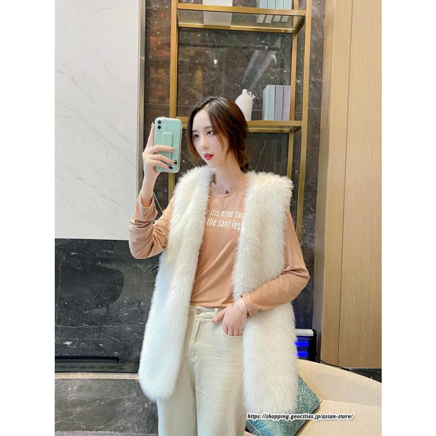ベスト | ボリュームフェイクファーファー毛皮レディース 冬 フェイクファー 毛皮コート アウター ノースリーブ ふわふわ ジレ 秋冬 前開き