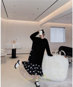 マキシ | ドッキングワンピース 秋 レディース 長袖ワンピース ロングワンピース 切り替えワンピース フェイク Aラインワンピース お呼ばれワンピース レイヤード風