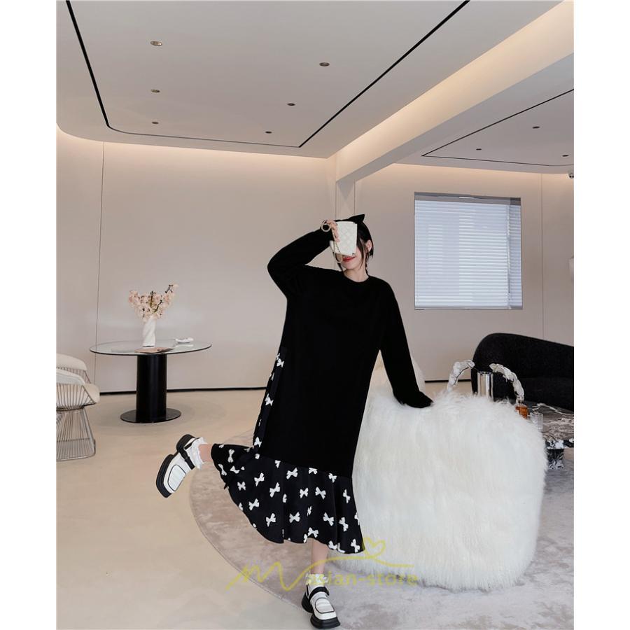 マキシ | ドッキングワンピース 秋 レディース 長袖ワンピース ロングワンピース 切り替えワンピース フェイク Aラインワンピース お呼ばれワンピース レイヤード風