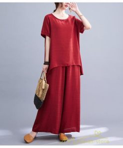 セットアップ | レディース 夏 40代 20代 コーデ カジュアル 2点セット Tシャツ 半袖 ガウチョパンツ 綿麻 大きいサイズ ゆったり 通勤 大人 着痩せ おしゃれ