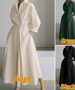 マキシ | 綿麻 リネン ワンピース ロング 長袖 無地 レディース ロング丈 体型カバー ゆったり 着痩せ ハイウエスト エレガント 通勤 デート 秋 お出かけ 春 冬