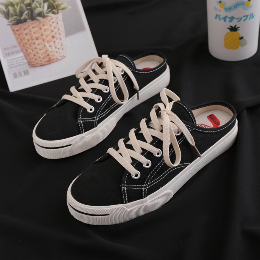 シューズ | スニーカー キャンバス 歩きやすい スリッポン かかとなし ローカット レディース スニーカー 春夏 美脚 スニーカー