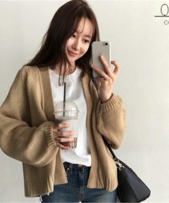 カーディガン | ニットレディース ショート丈 セーター 羽織り 可愛い 長袖 秋物 アウター 20代40代 通学通勤 秋冬服 トップス 無地