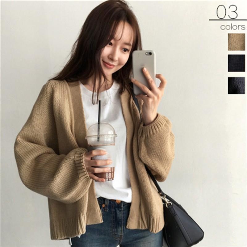 カーディガン | ニットレディース ショート丈 セーター 羽織り 可愛い 長袖 秋物 アウター 20代40代 通学通勤 秋冬服 トップス 無地