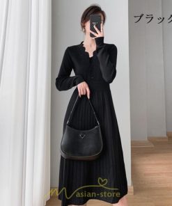 ニットワンピース | ワンピース 春 春服 レディース 長袖 ゆったり 秋 冬 ロング丈 可愛い 2022秋冬 暖か 通勤 おしゃれ デート 20代30代40代50代 女子会 同窓会