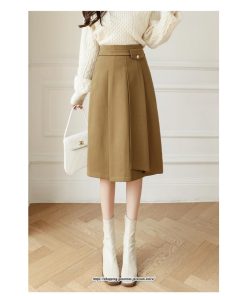 スカート | レディース 秋 冬 秋冬 ミモレ丈 膝丈 ロング 無地 ミディアム丈 ひざ丈 送料無料 Aライン ハイウエスト おしゃれ 通勤 通学 ラシャ 2022年秋冬 暖か