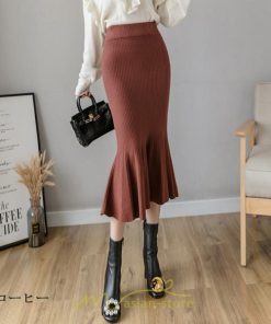 スカート | レディース ロング丈 マーメイド可愛い シンプル ニット 秋冬コーデ ボトムス きれい フレアカジュアル 女子会 新作 デート 抜け感
