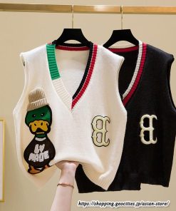 ベスト | ニットレディース トップス Vネック タンクトップ ノースリーブ 袖なし インナー ニット レイヤード風 20代30代 重ね着風 女ニット セーター