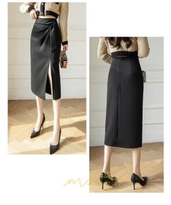 スカート | レディース ロング ミモレ丈 大人 スリット 秋冬 ロング丈 Aライン ハイウエスト 秋冬 無地 着痩せ お出かけ 2022 暖か 通勤 お呼ばれ フェミニン