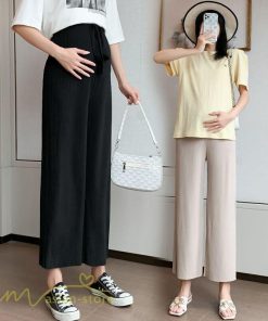 パンツ レギンス | ワイドパンツ マタニティウェア 妊婦服 サマーパンツ 着痩せ 上品 無地 マタニティパンツ 大きいサイズ サマー 夏服 お出かけ 日常感 妊婦服 産前 ウエストゴム