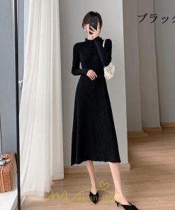 ニットワンピース | レディース 冬 きれいめ ロング おしゃれ 秋冬 長袖 送料無料 可愛い 着痩せ Aライン 20代30代40代50代 韓国風 ハイネック