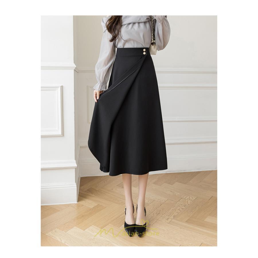 スカート | ボトムス ロング丈 ミモレ丈 Aライン 楽 大人 きれいめ 20代 30代 40代 通勤 上品 ビジネス オフィス 高見え 冬 2022新作 着痩せ 脚長効果 秋