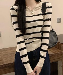 ニット・セーター | ハーフジップボーダー ニットプルオーバー