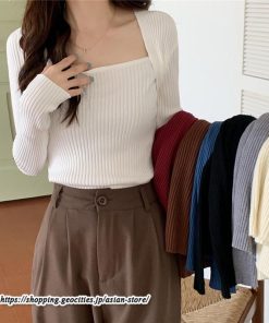 ニット・セーター | カットソー ニット レディース リブニット 長袖 秋冬 春 トップス スリム ストレッチ インナー 無地 通学通勤 着痩せ 長袖ニット 長袖カットソー プルオーバー